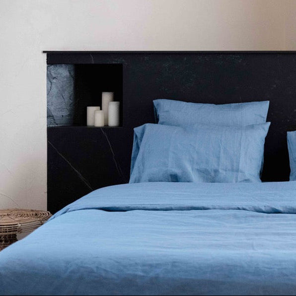 Housse de couette Lin Lavé Bleu Orage LOULENN