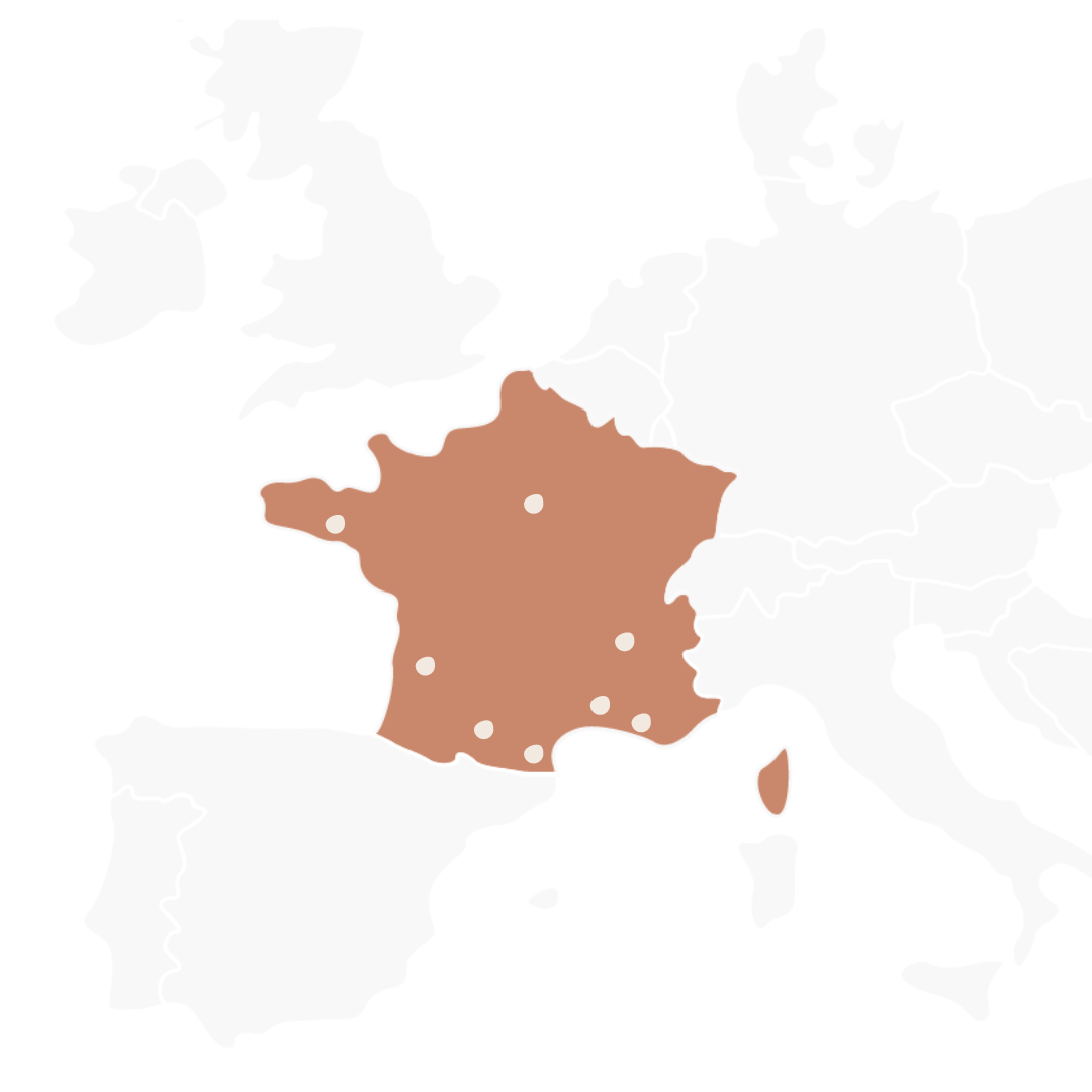Carte de France avec nos points de vente indiqués